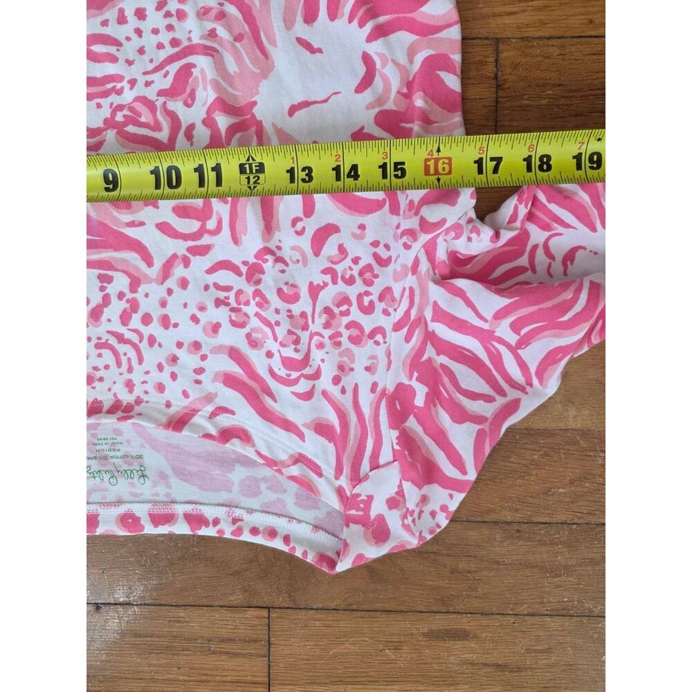LILLY PULITZER ANDIE Top Back it Up Ostrich T Shirt White/Pink Medium A001263 - Picture 4 of 7